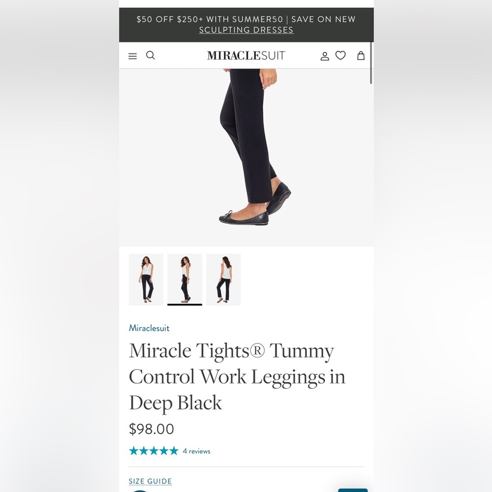 Miracle Suit Miracle Tights® Tummy Control Work Leggings in Deep Black NWOT - Picture 4 of 9